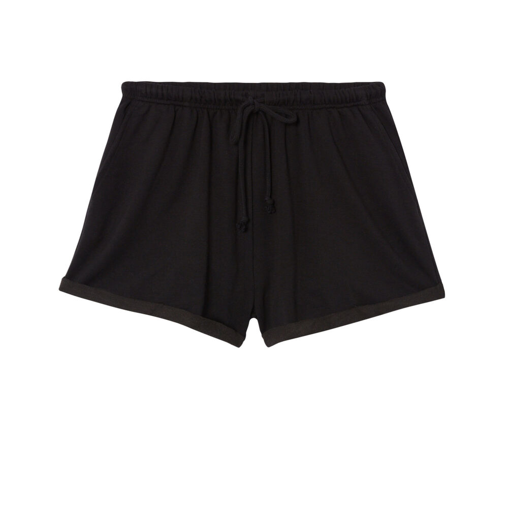 Shorts lisos con detalle de cordón - negro negro.