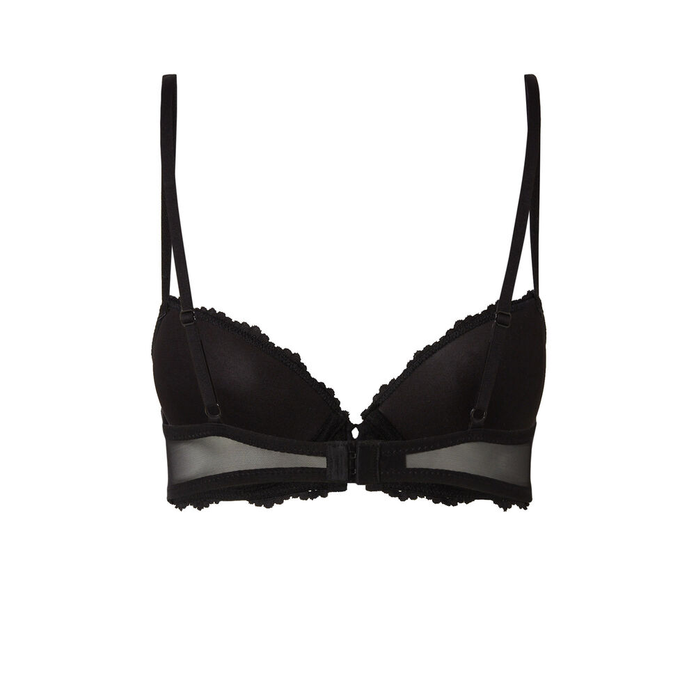 Sujetador push-up de encaje con flores - negro negro.