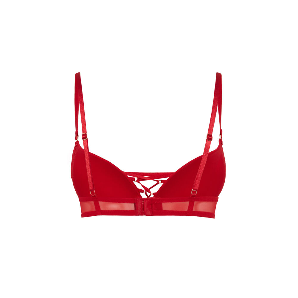 Sujetador ultra push-up de encaje con cintas - rojo rojo.