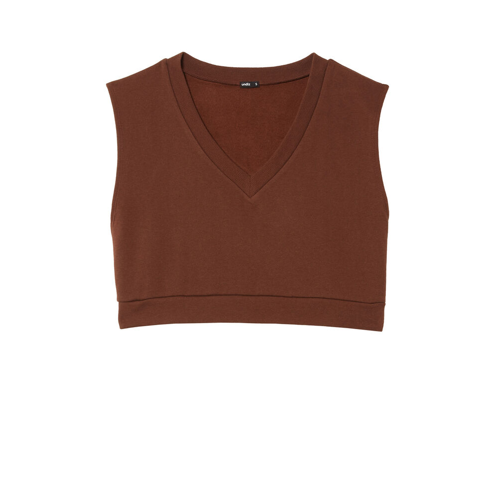 Sudadera sin mangas cuello de pico - marrón marrón.