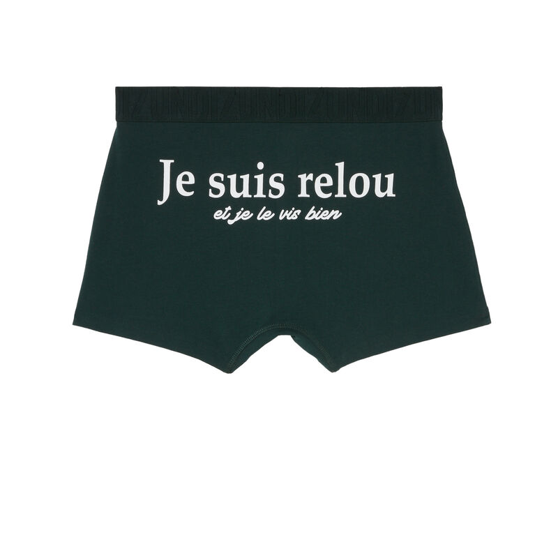 boxer con mensaje "je suis relou" - verde pino boxer con mensaje "je suis relou" - verde pino;