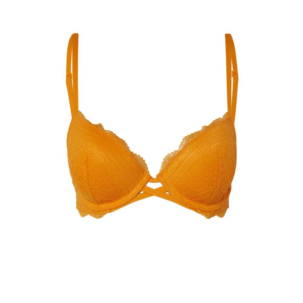 Sujetador push-up de encaje - mango naranja.