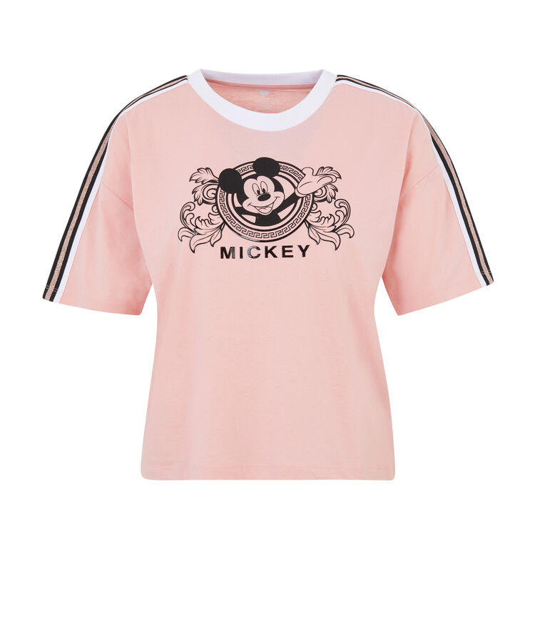 Top de manga corta con estampado mickey lomickiz rosa.