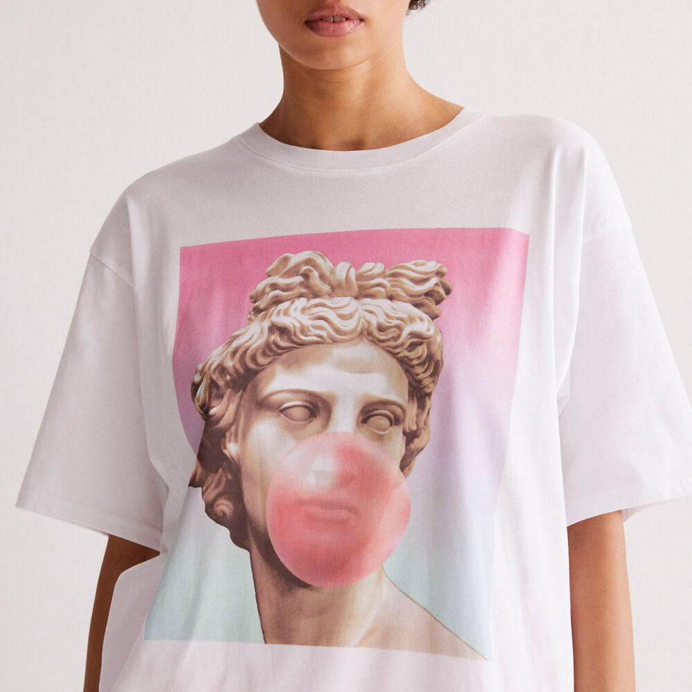Top con estampado de estatua chicle - blanco blanco.