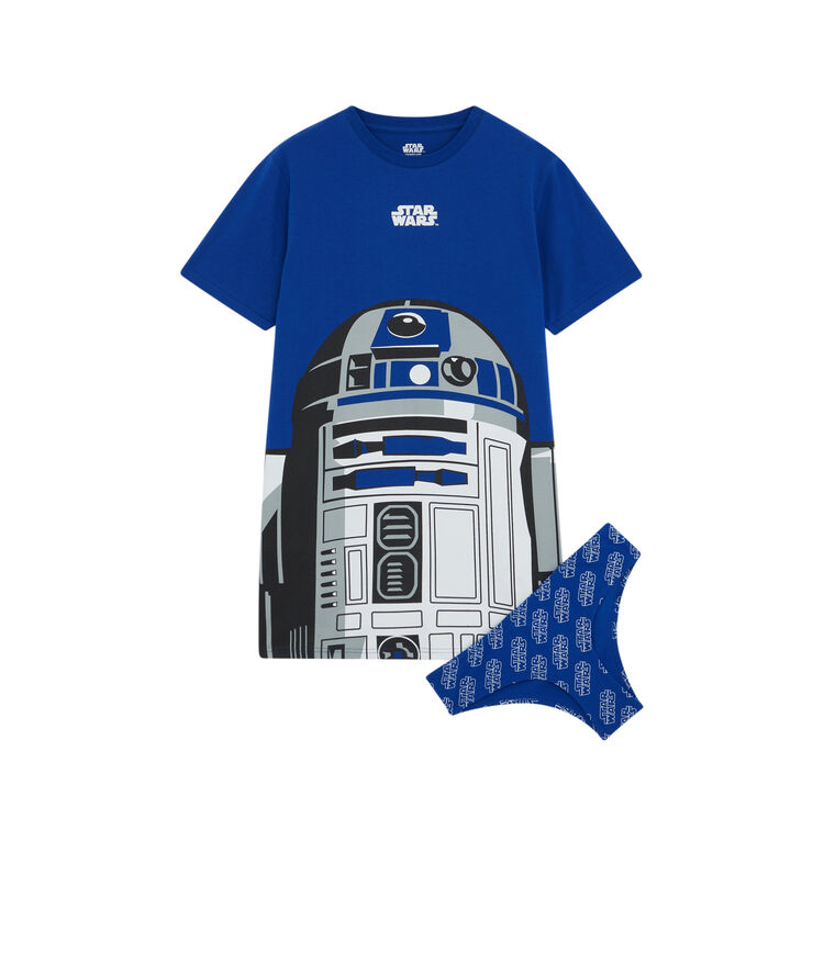 Set de túnica + braguita culotte estampada star wars stardiz azul eléctrico.