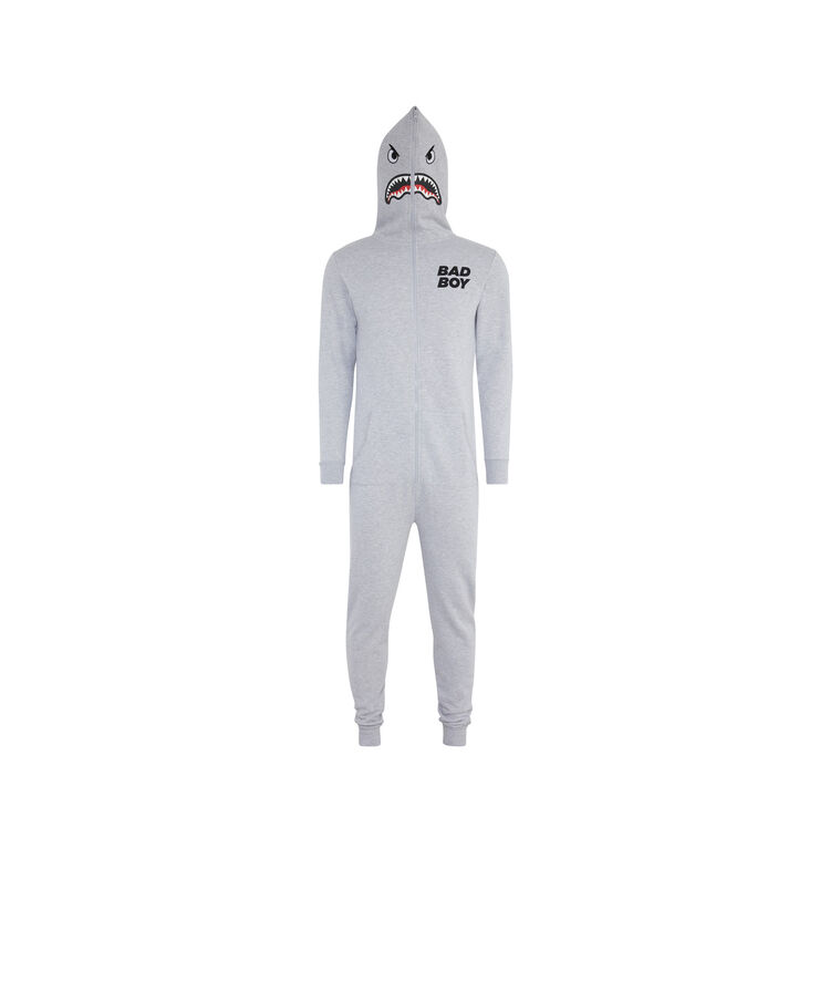 Mono con cremallera y estampado de tiburones combiz gris.