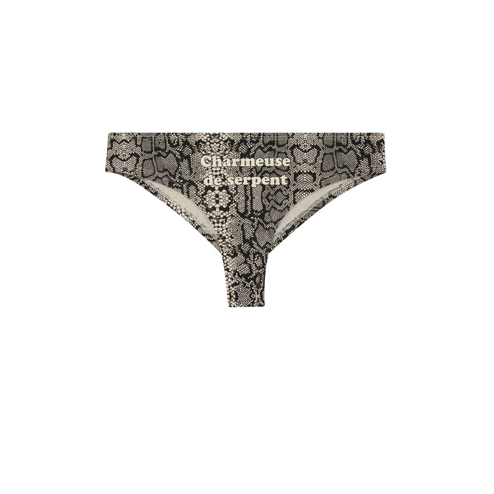 Braguita brasileña con estampado de serpiente - negra negro.