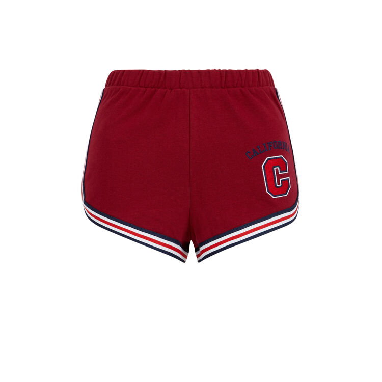 Shorts con mensaje bordado californiz burdeos.