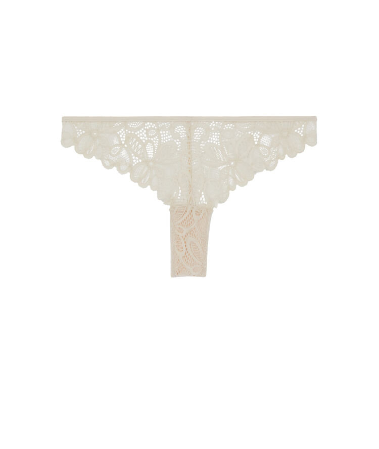 Tanga en dentelle - beige beige.