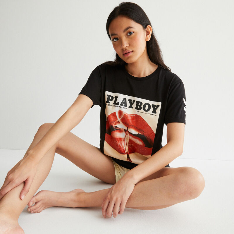 top con estampado playboy - negro top con estampado playboy - negro;