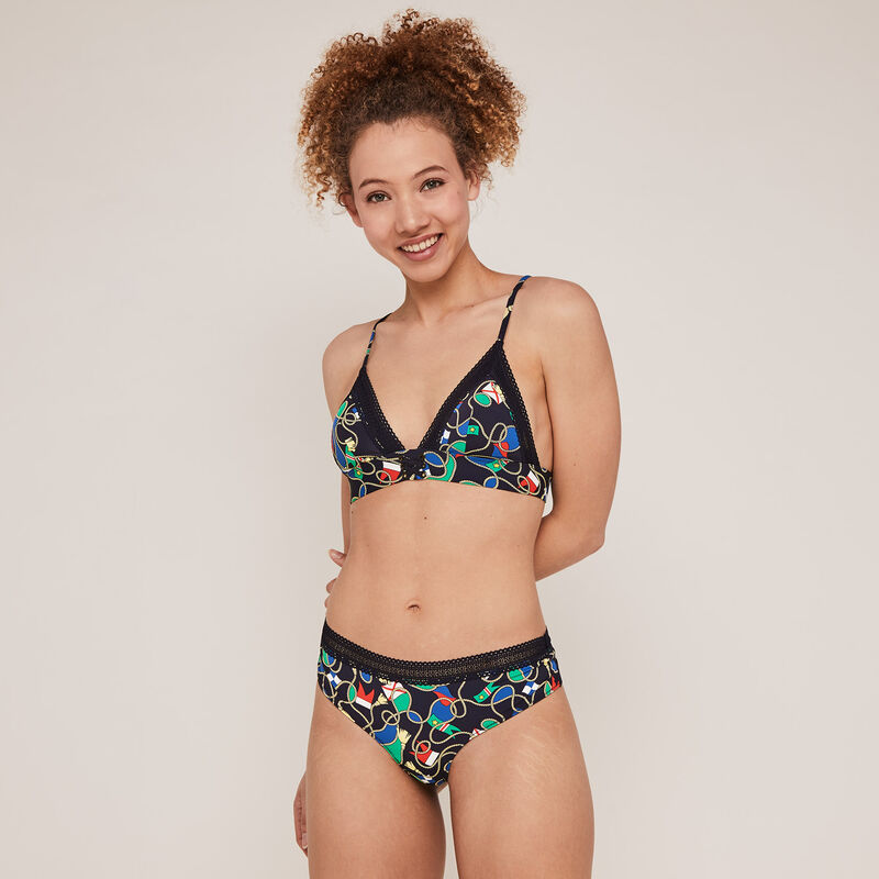 Braguita brasileña con estampado de cadenas - azul marino Braguita brasileña con estampado de cadenas - azul marino;
