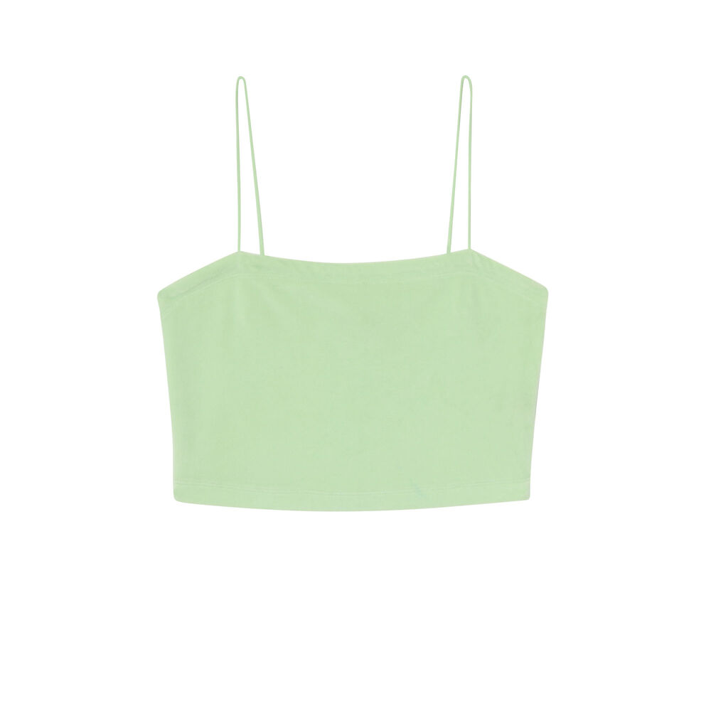Top de terciopelo con tirantes finos - verde verde.