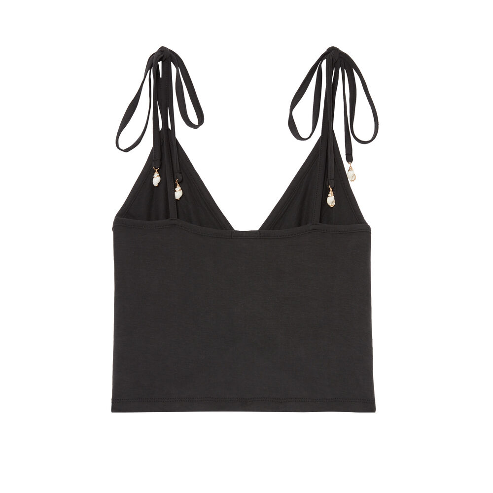 Top con efecto anudado - negro negro.