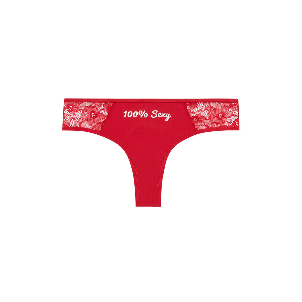 Braguita culotte con mensaje 100% sexy con detalles - rojo rojo.