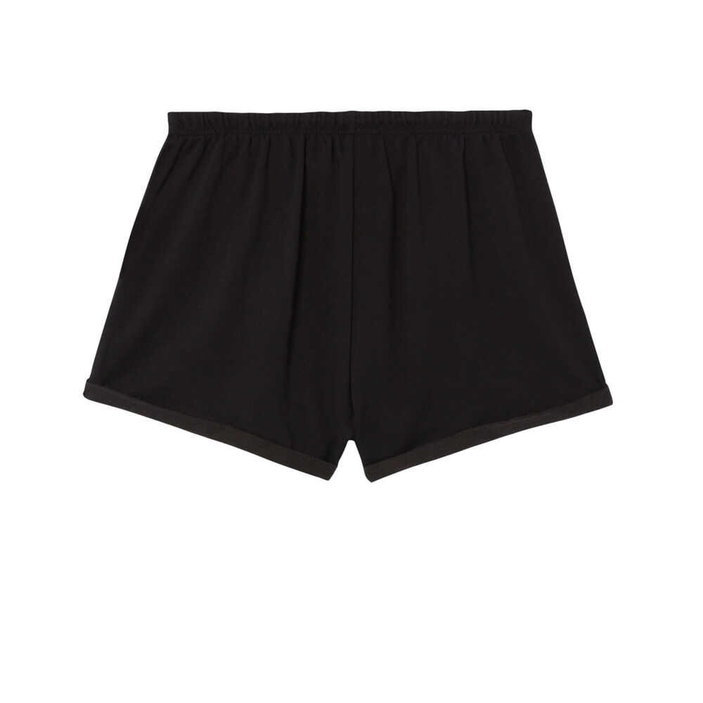 Shorts lisos con detalle de cordón - negro negro.