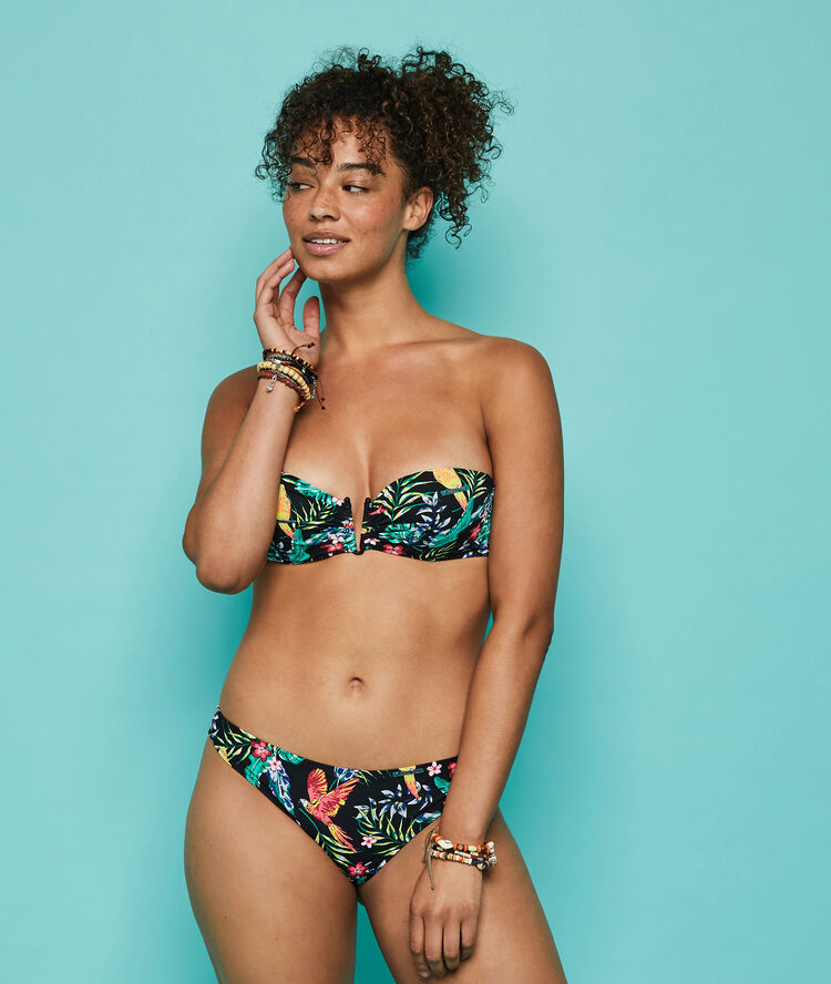 Top de bikini tropical paradibordiz noir.