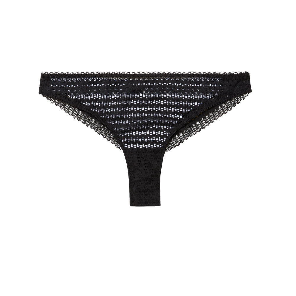 Cheeky de encaje fino - negro negro.