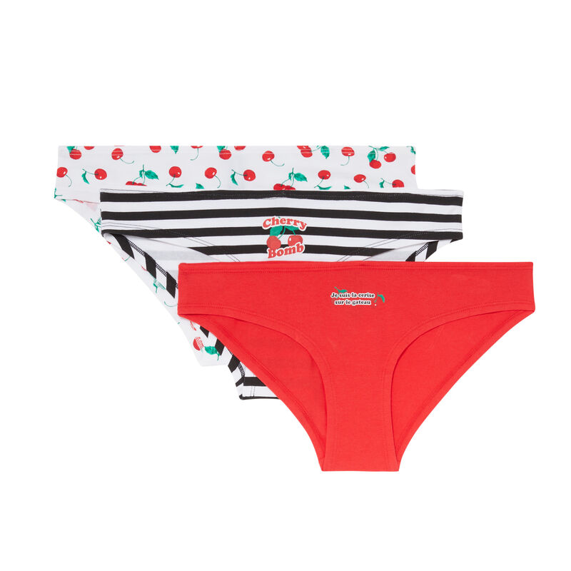 Juego de 3 braguitas estilo cereza - rojo Juego de 3 braguitas estilo cereza - rojo;