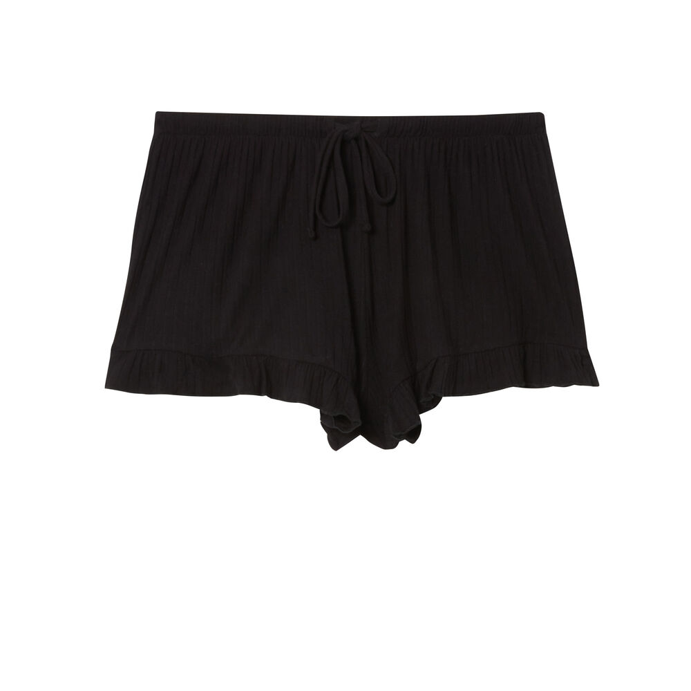 Pantalón corto con volantes y lazos escotado - negro negro.