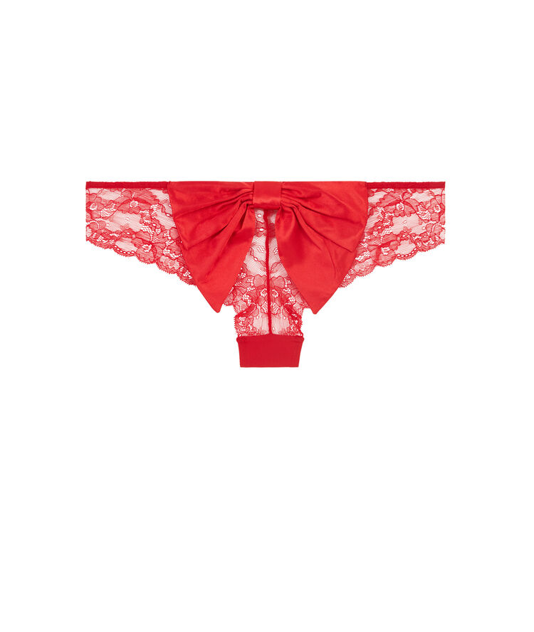 Culotte de satén con encaje de lazo beaucadidiz rojo.