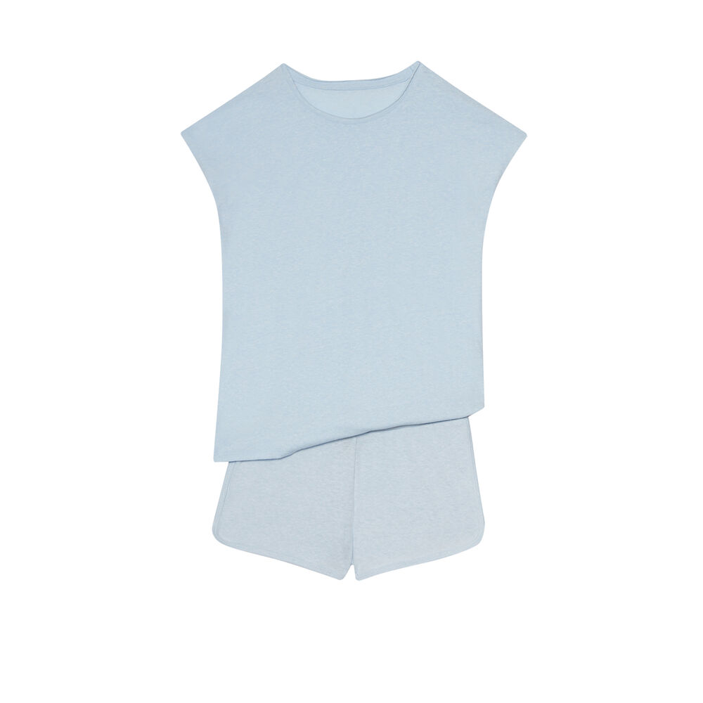 Juego de pijama liso - azul azul.