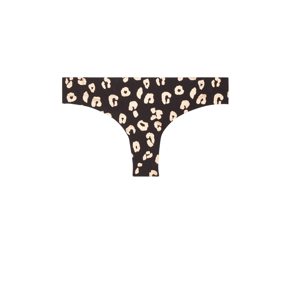 Braguita culotte de algodón con motivos de leopardo - negra negro.