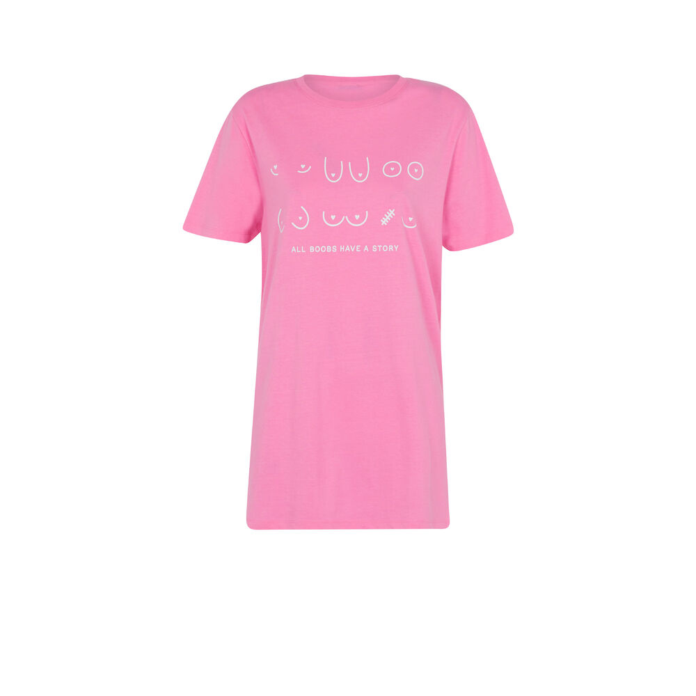 Camiseta larga estampado all boobs - rosa rosa.