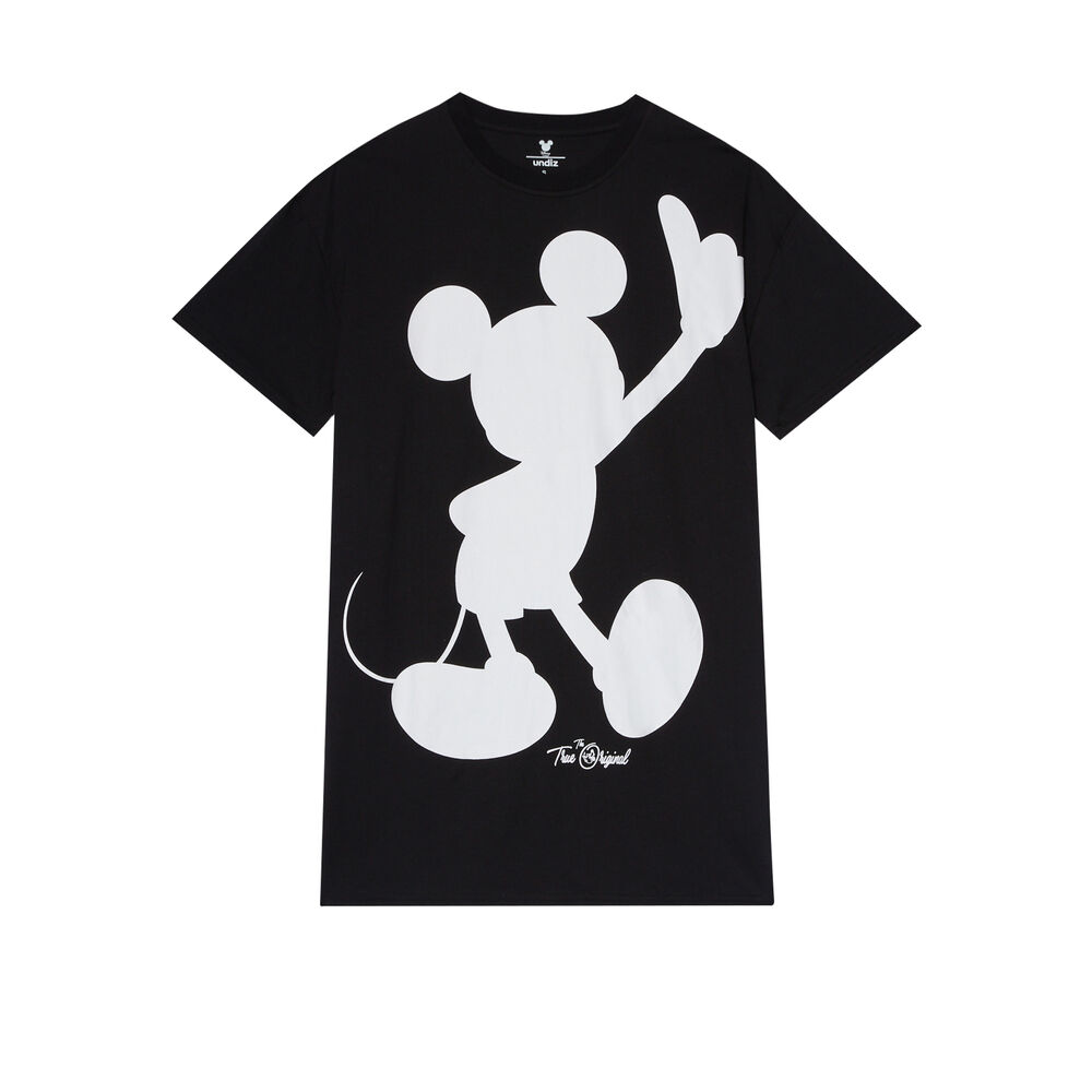 Camiseta larga con estampado de mickey - negra negro.