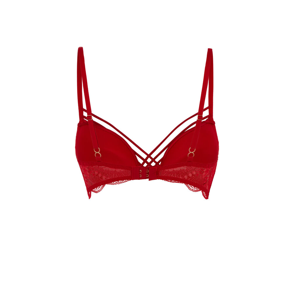 Sujetador push-up de encaje con cintas satinadas - rojo rojo.
