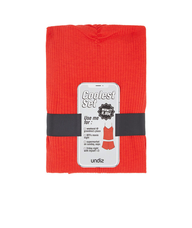 Juego de pijama de dos piezas de punto raycooliz rojo.