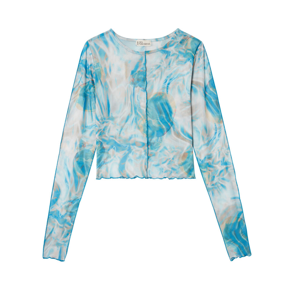 Top de rejilla aya x undiz estampado smoke - azul azul.