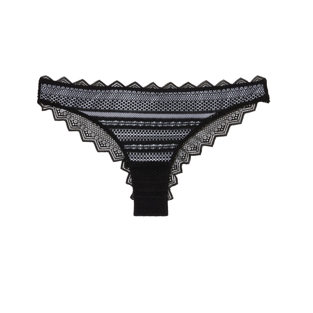 Braguita brasileña de encaje geométrico - negro negro.