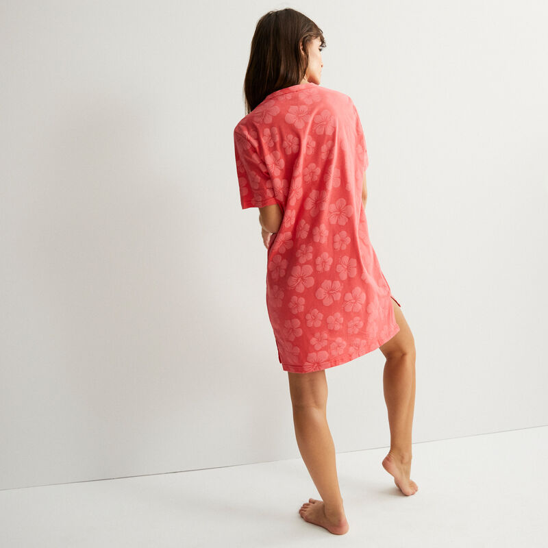 Camiseta larga con motivos tropicales Stitch - coral Camiseta larga con motivos tropicales Stitch - coral;