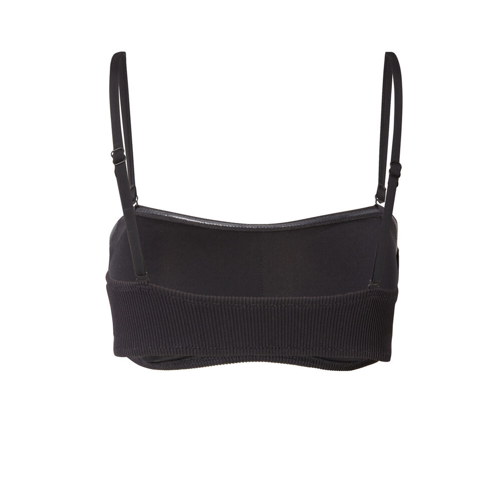 Parte de arriba de bikini bandeau gofrada - negra negro.