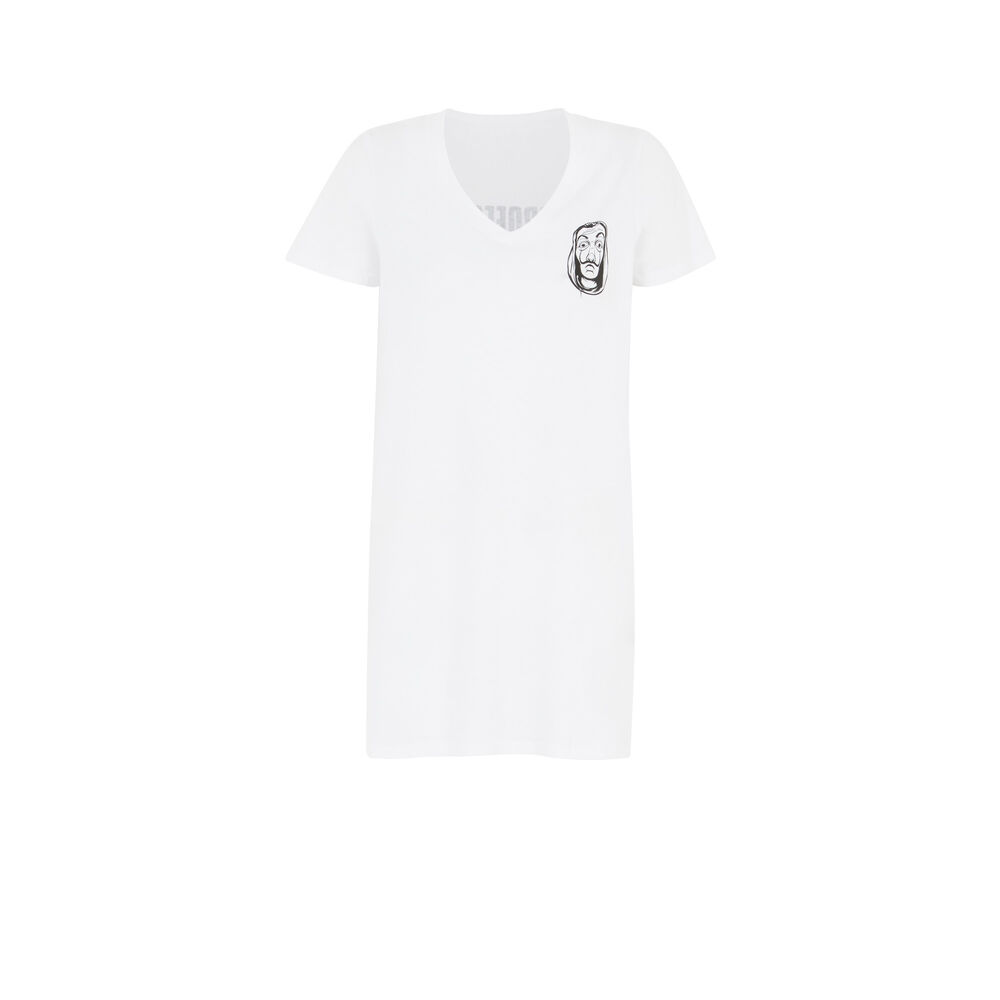 Camiseta larga de manga corta la casa de papel - blanca blanco.