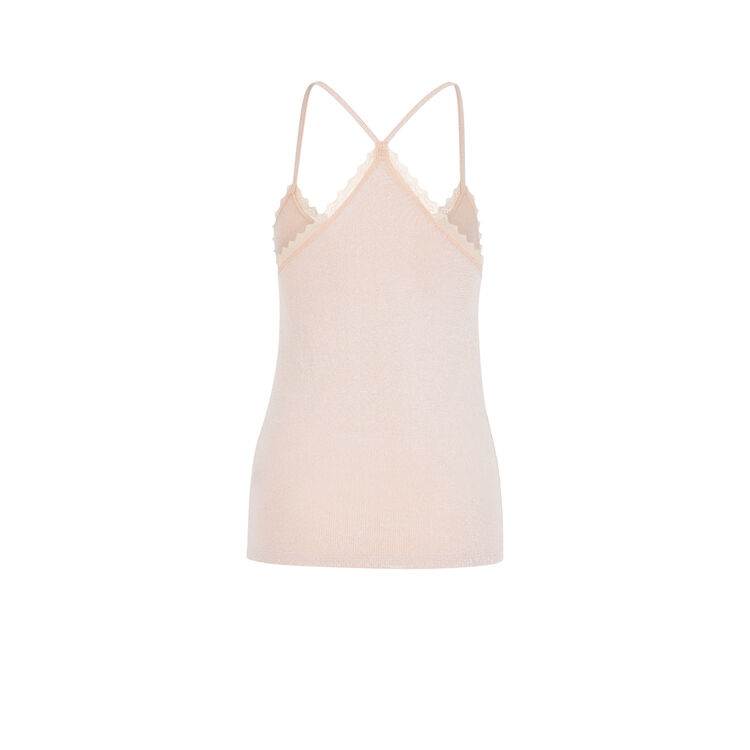 Top de punto brillante con finos tirantes luximiz rosa.