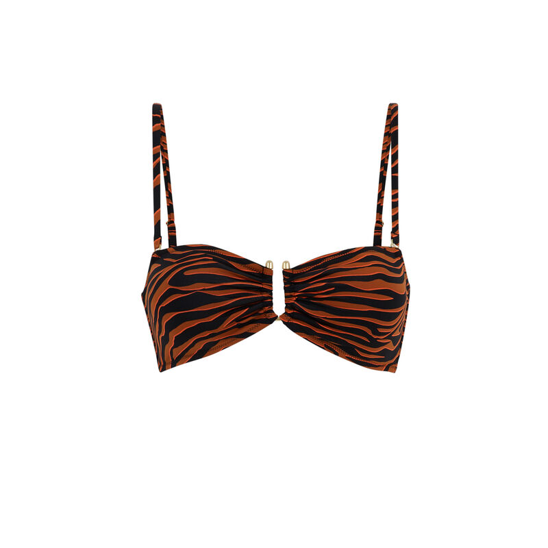 Parte de arriba de bikini bandeau marrón afrozebriz Parte de arriba de bikini bandeau marrón afrozebriz;