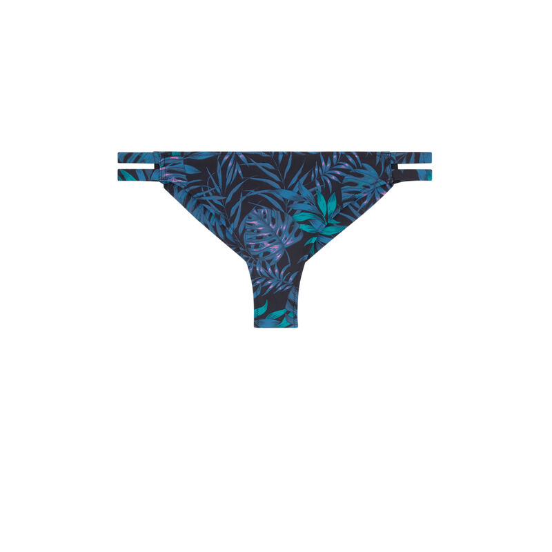 Parte de abajo de bikini braguita brasileña estampado tropical - negro Parte de abajo de bikini braguita brasileña estampado tropical - negro;