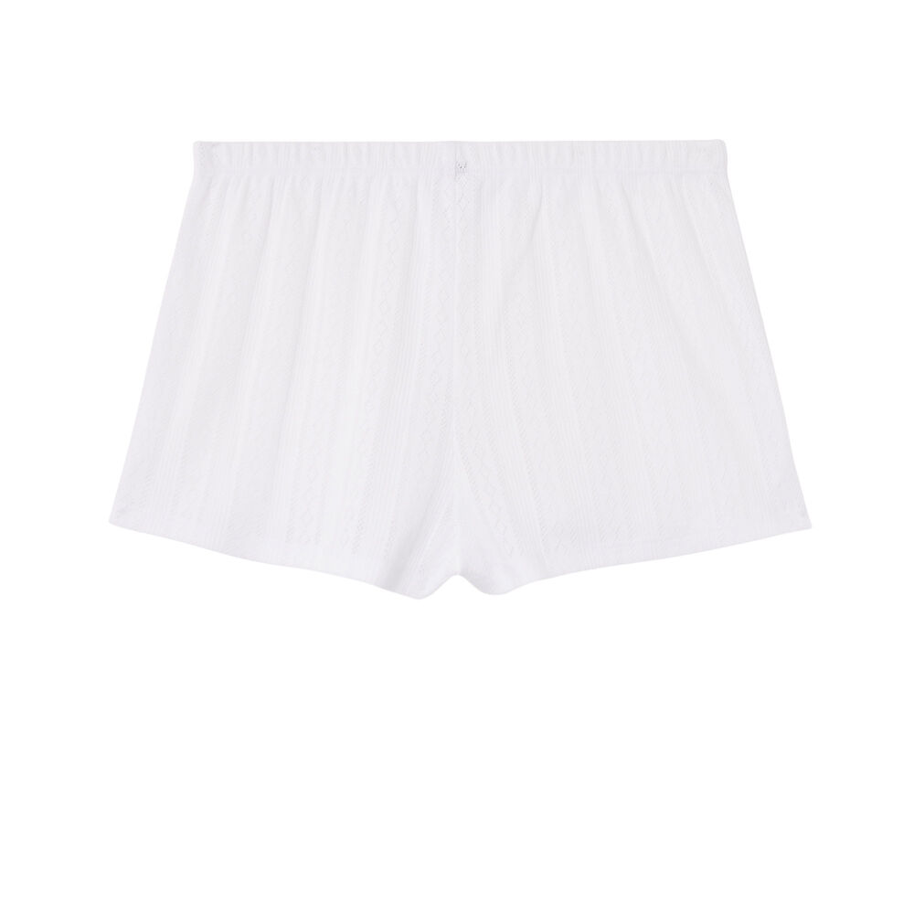Shorts lisos de punto con puntitos - blanco blanco.