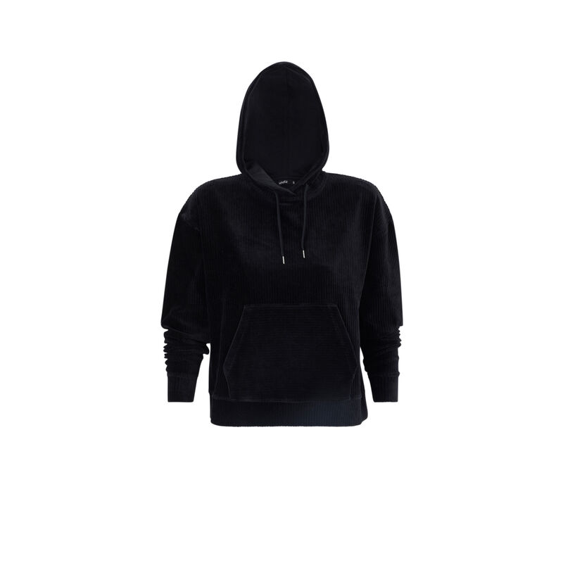 Sudadera de terciopelo con capucha andriz negro.