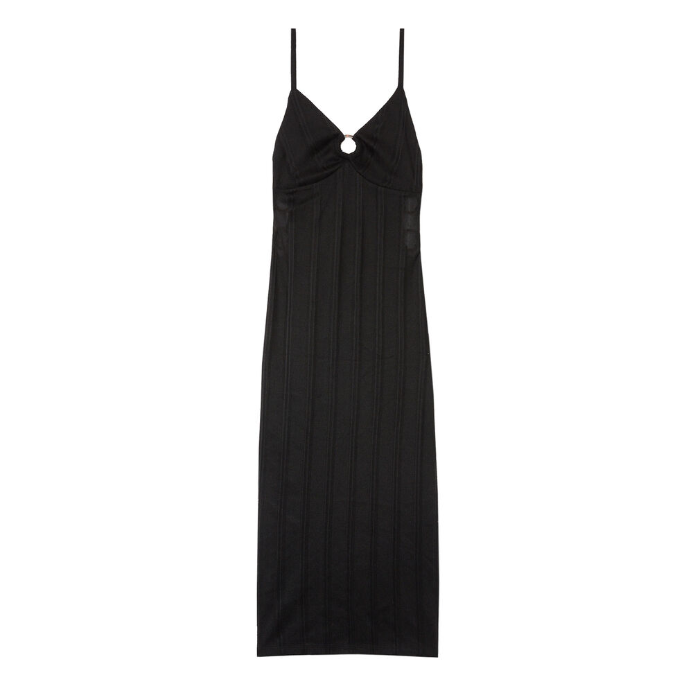 Vestido largo calado y con escote con anillas - negro negro.