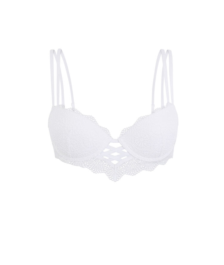 Sujetador corpiño push-up con detalle de cintas totoiz blanco.