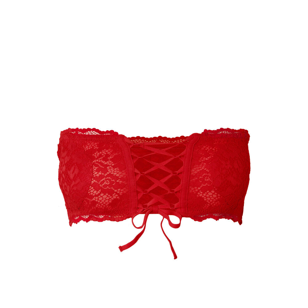 Sujetador bandeau sin aros efecto corsé - rojo rojo.