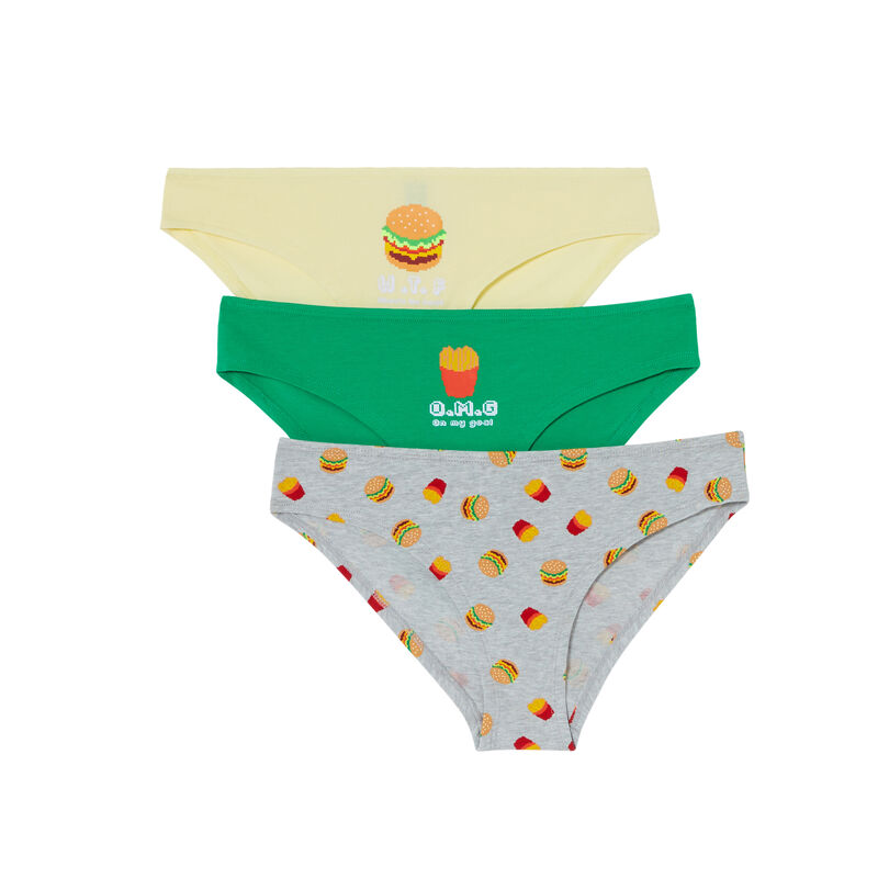 Juego de 3 braguitas burguer - gris Juego de 3 braguitas burguer - gris;