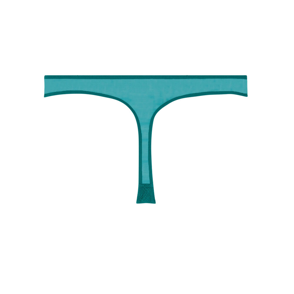 Tanga de encaje liso - verde verde.