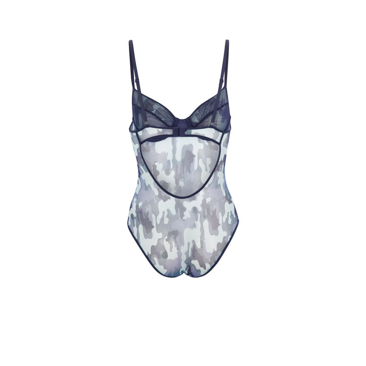 Body de tul estampado con camuflaje camistreetiz azul.
