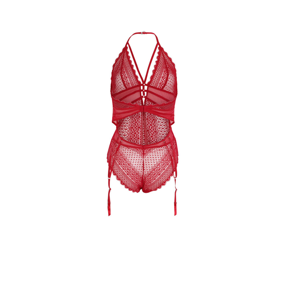 Body de rejilla con cintas - rojo rojo.