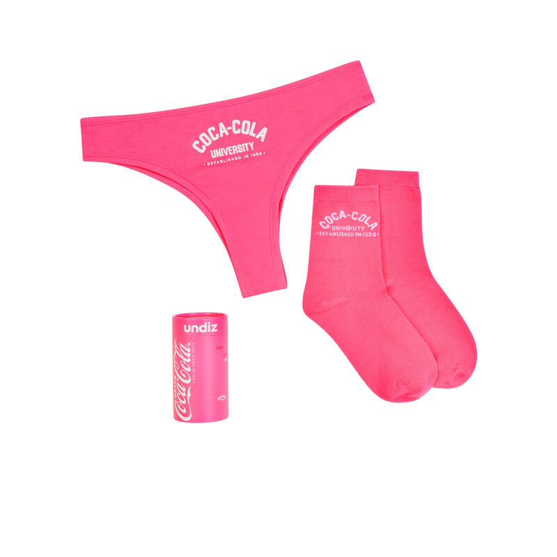 Juego de braguita + calcetines de coca-cola rosa fluorescente Juego de braguita + calcetines de coca-cola rosa fluorescente;