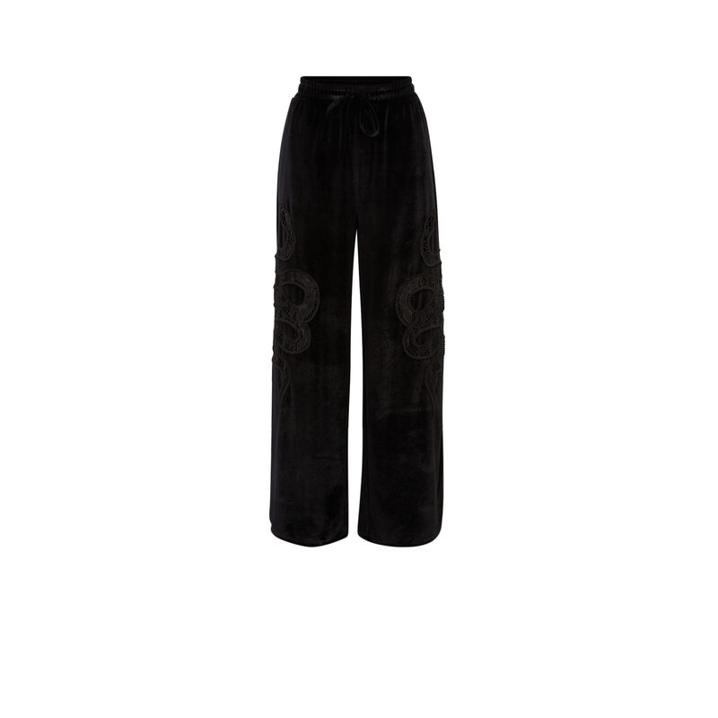 pantalón de terciopelo con motivos de serpientes - negro pantalón de terciopelo con motivos de serpientes - negro;