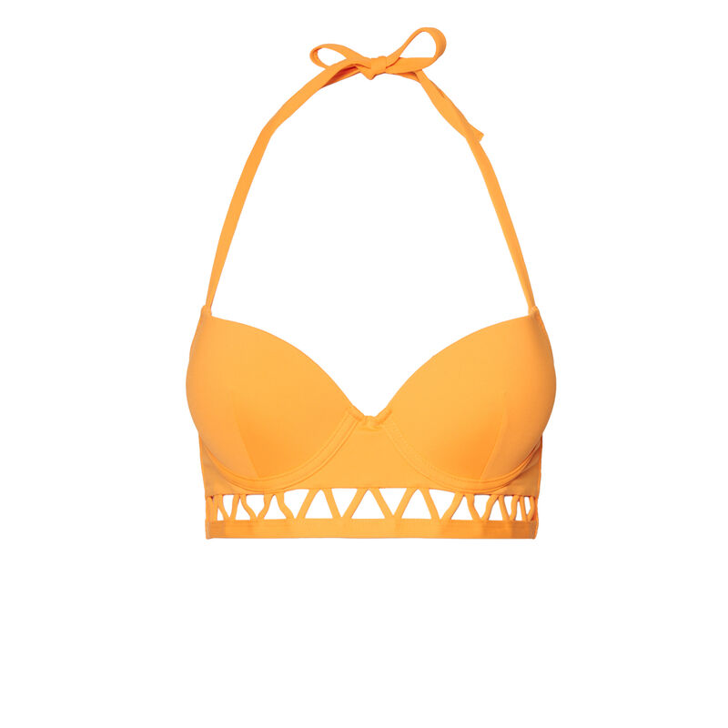 Parte de arriba de bikini push-up con espalda abierta y detalle azteca - naranja Parte de arriba de bikini push-up con espalda abierta y detalle azteca - naranja;